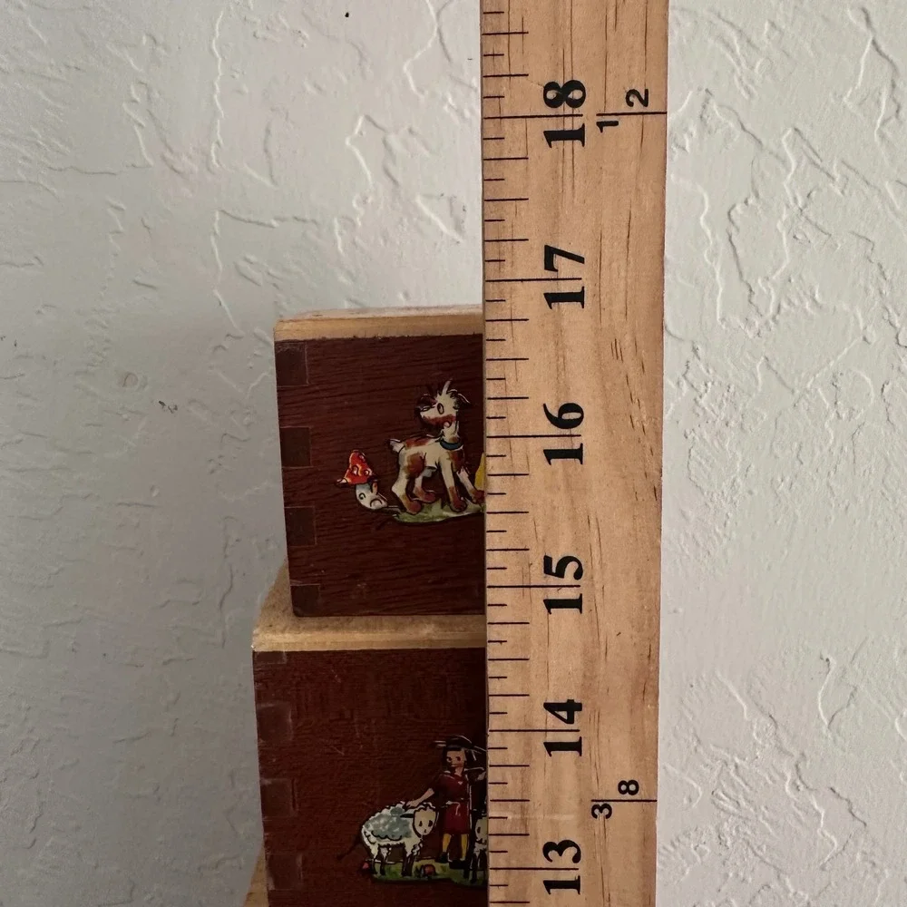 Vintage 30s‎ 40s Wooden Stacking Toy Dovetail Primitive Folk Art